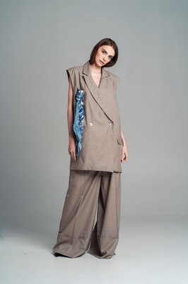 belted vest wih shawl "vovna" - beige, One Size