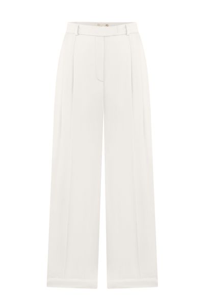 high-waisted wide-leg viscose trousers - milk, One Size