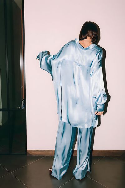 піжамний костюм вільного крою - блакитний FW228 фото