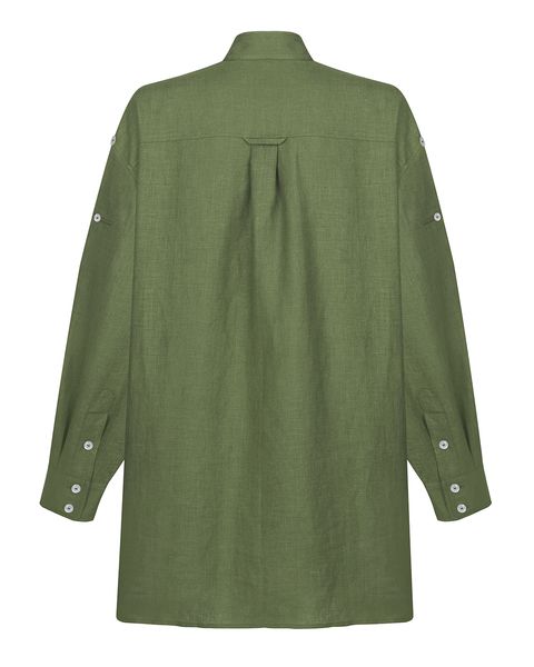 oversized linen shirt - olive, One Size