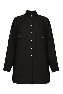 oversized linen shirt - black, One Size