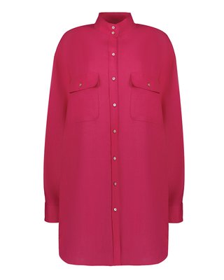 oversized linen shirt - raspberry, One Size