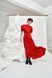 viscose dress with open back and flashlight sleeves - red, XL