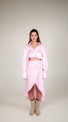 silk skirt with draped belt - rose, One Size