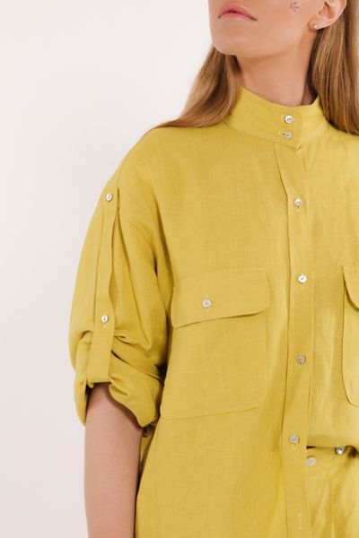 oversized linen shirt - pear, One Size