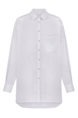 ovresized cotton shirt - white, One Size