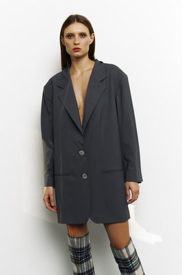oversized wool blazer with the side button - grey, One Size