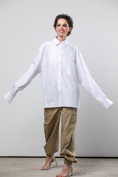 ovresized cotton shirt - white, One Size