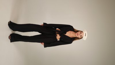 cropped linen top with sleeves and ties - black, One Size