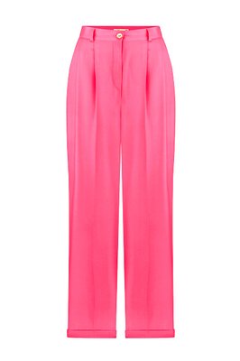 wide-leg tencel trousers with high waist - raspberry, One Size