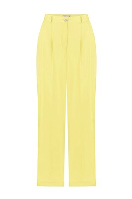 wide-leg tencel trousers with high waist - yellow, One Size