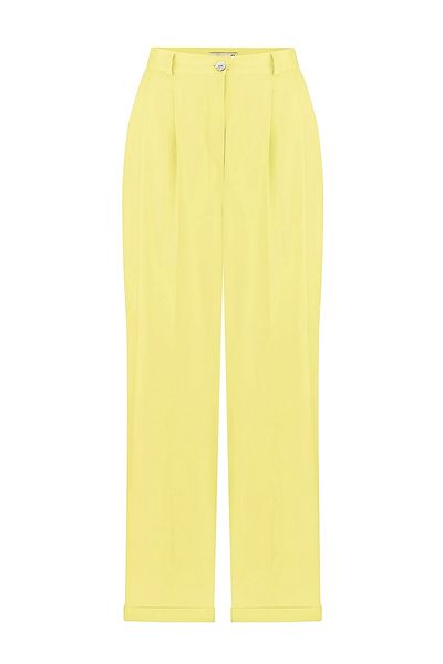 wide-leg tencel trousers with high waist - yellow, One Size