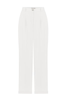 wide-leg tencel trousers with high waist - milk, One Size