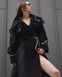 oversized trench with color cords and raw edges - black, One Size