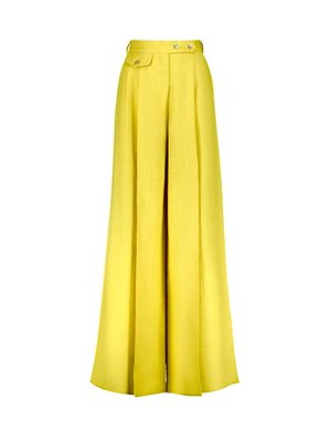 лляні брюки палаццо з високою посадкою - жовтий SS216-2 фото