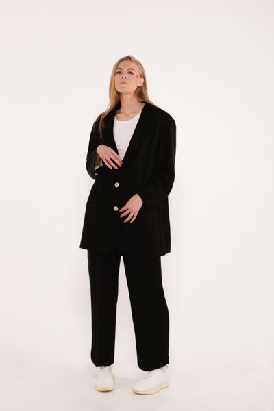 oversized tencel blazer - black, One Size
