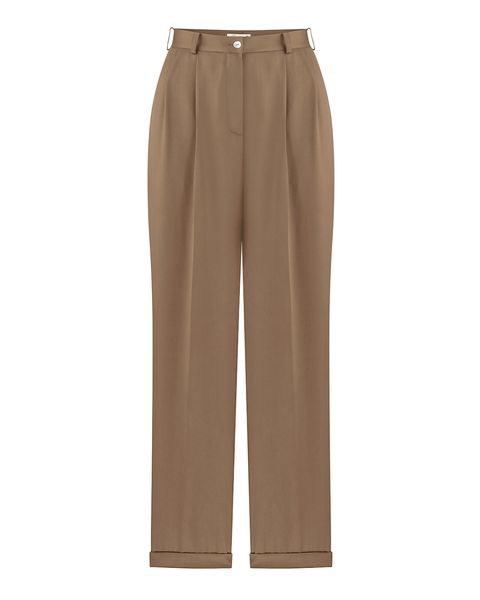 wide-leg tencel trousers with high waist - beige, One Size