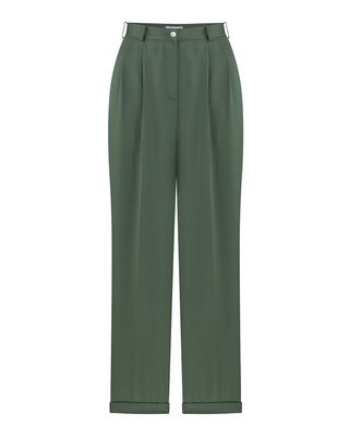 wide-leg tencel trousers with high waist - olive, One Size