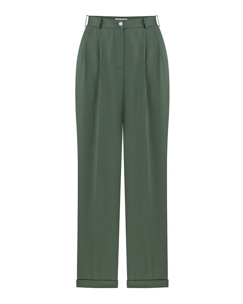 wide-leg tencel trousers with high waist - olive, One Size