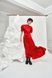 сукня з віскози з відкритою спиною та рукавами-ліхтариками - червона FW210 фото 3