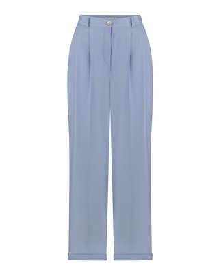 wide-leg tencel trousers with high waist - blue, One Size