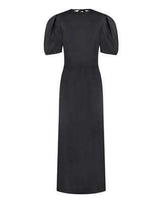viscose dress with flashlight sleeves - black, One Size