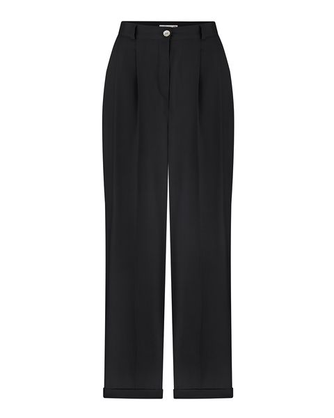 high waisted wide-leg tencel trousers - black, One Size