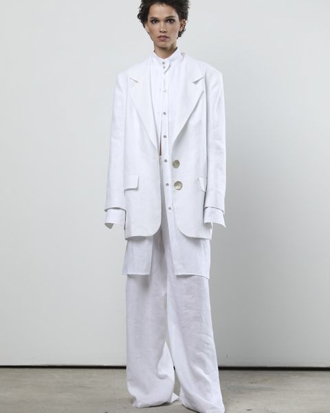 oversized linen blazer - white, One Size