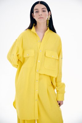 oversized linen shirt - yellow, One Size