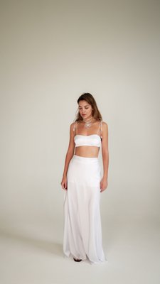silk maxi skirt - white, One Size