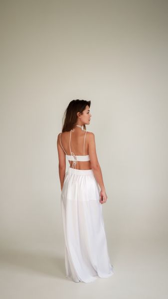 silk maxi skirt - white, One Size