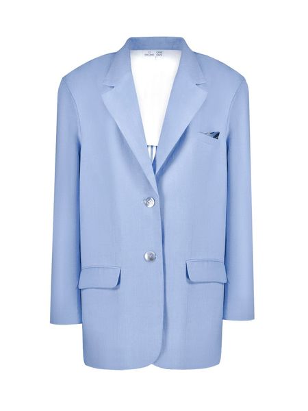 oversized linen blazer - blue, One Size