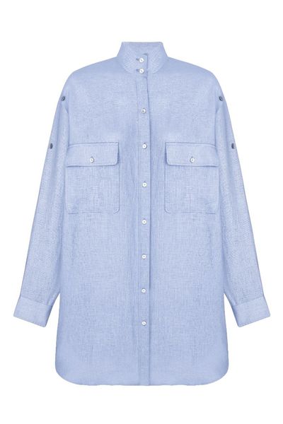 oversized linen shirt - blue, One Size