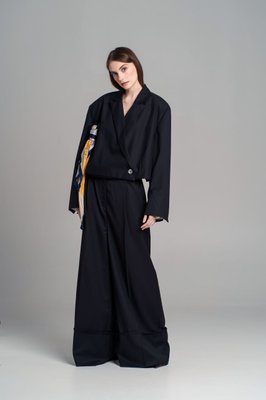 cropped blazer with shawl "vovna" - black, One Size