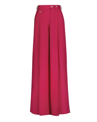linen high-waisted palazzo trousers - raspberry, One Size