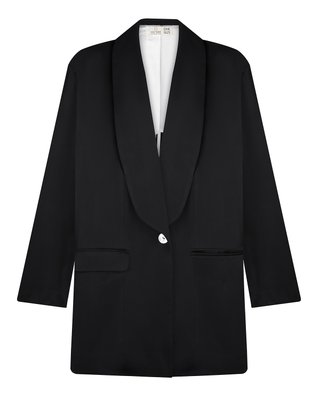 oversized single-breasted viscose blazer - black, One Size