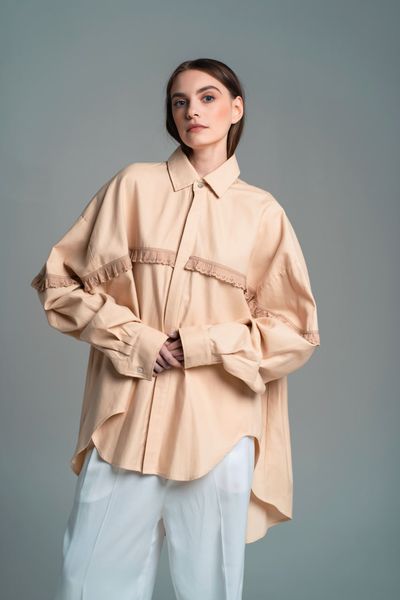 cotton "pletyvo" shirt - beige, One Size