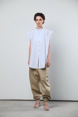sleeveless cotton shirt - white, One Size