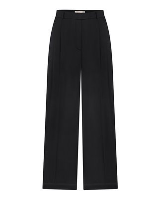 high-waisted viscose trousers - black, One Size